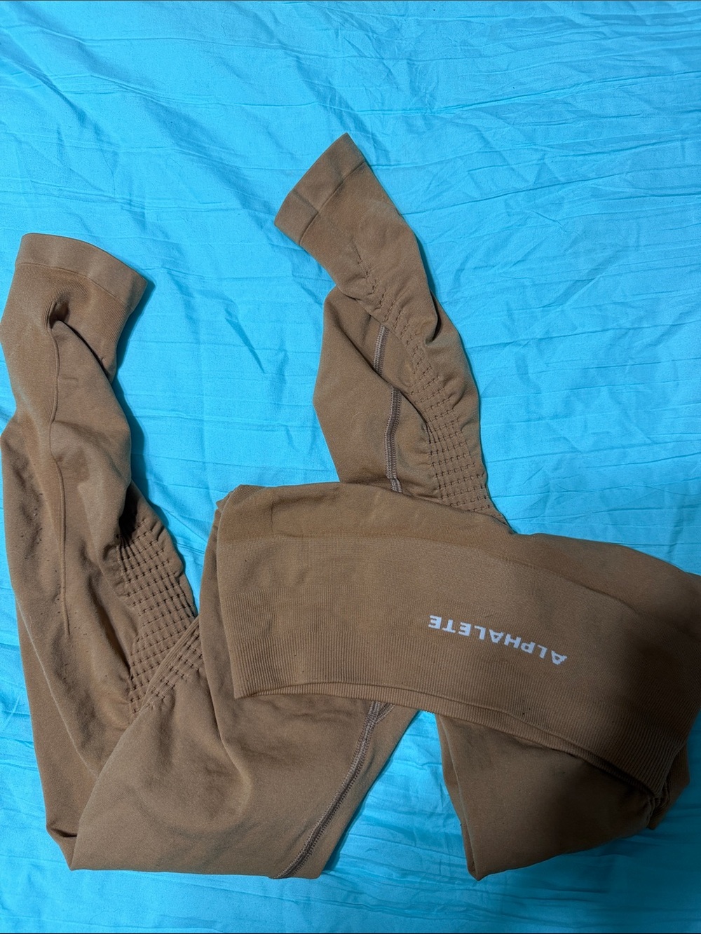 Alphalete burnt orange /Brown Seamless Leggings with Logo Waistband